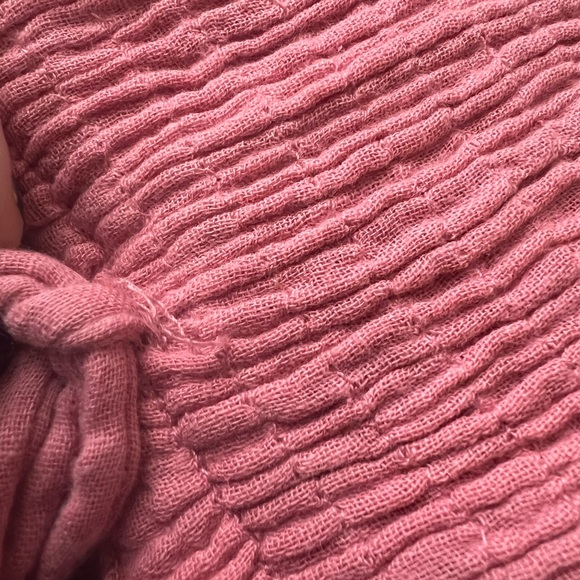 Elegant Strapless Pink Maxi 100% Cotton Elegant Gathered Dress - Picture 10 of 10